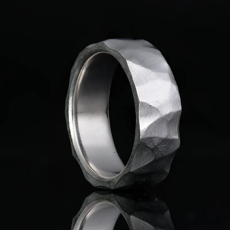 Drop rings with long stone elegance -8mm Obsidian Sterling Silver Ring