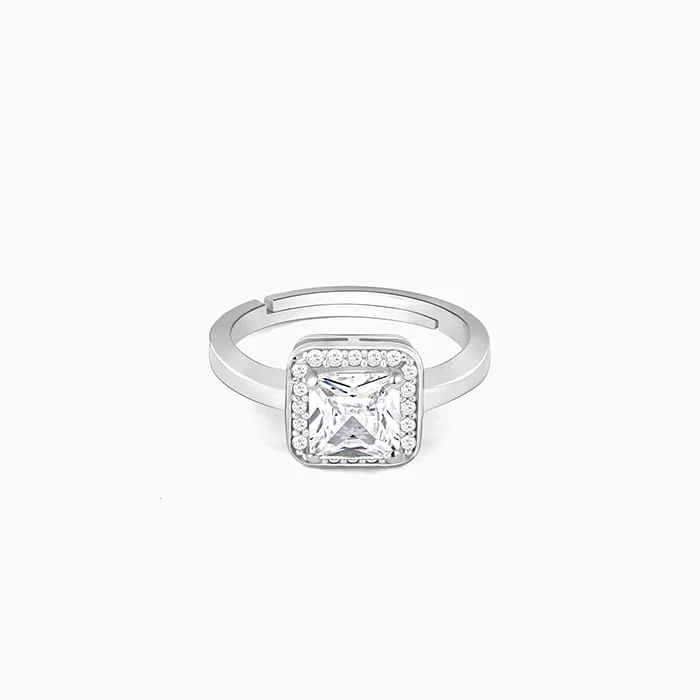 Wild rings with raw diamonds for beauty -Anushka Sharma Silver Studded Classic Square Ring