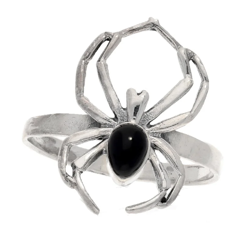 Rings with thin bands for light style -Black Widow Spider Sterling Silver Ring