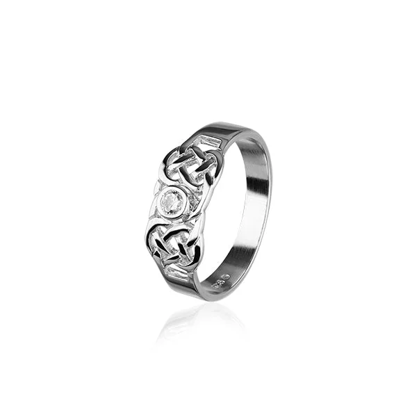 Trendy rings with cool shapes for youth -Celtic Silver Ring CR159