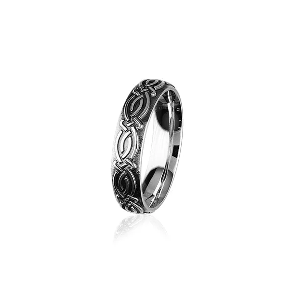 Rings inspired by deco with gem lines -Celtic Silver Ring XR400