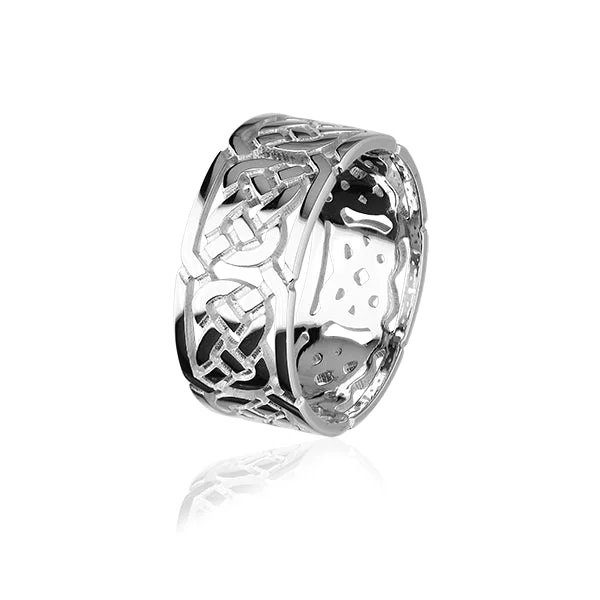 Drop rings with long stone elegance -Celtic Silver Ring XXR132