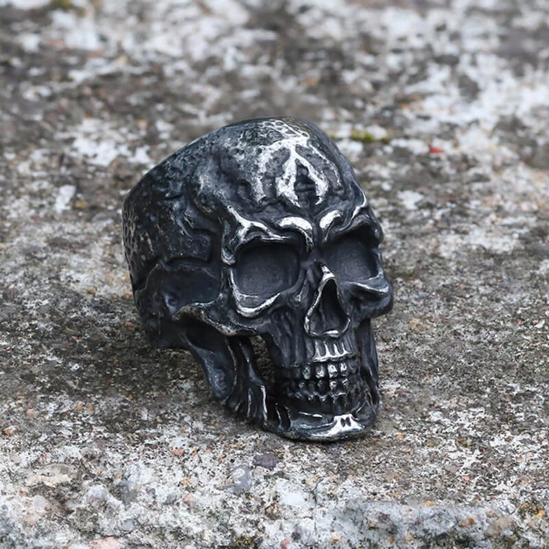 Rings featuring smoky quartz for quiet depth -Classic Skull Stainless Steel Ring