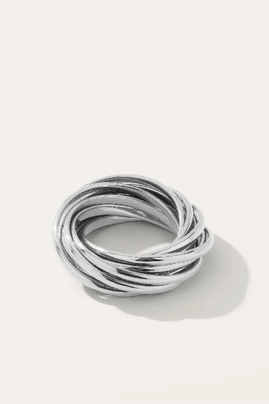 Simple rings ideal for understated finger elegance -Corda Doppio Silver Ring