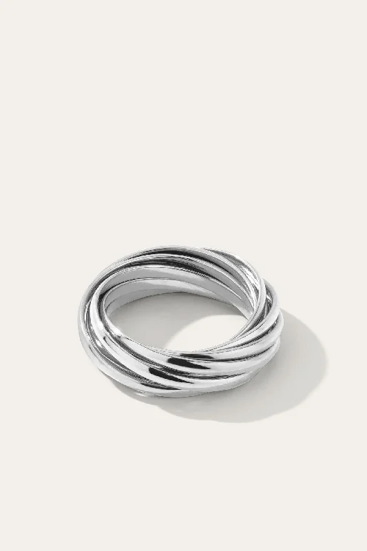 Flashy rings perfect for glamorous night outings -Corda Silver Ring