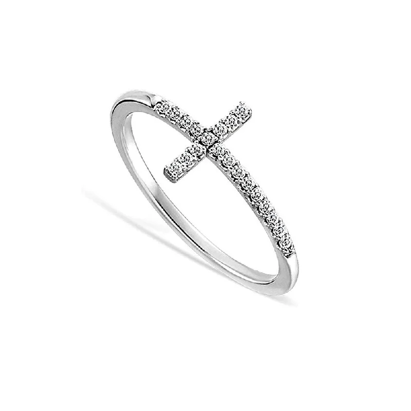 Modern rings with floating gems for sleekness -Crystal Cross Band Made With Elements