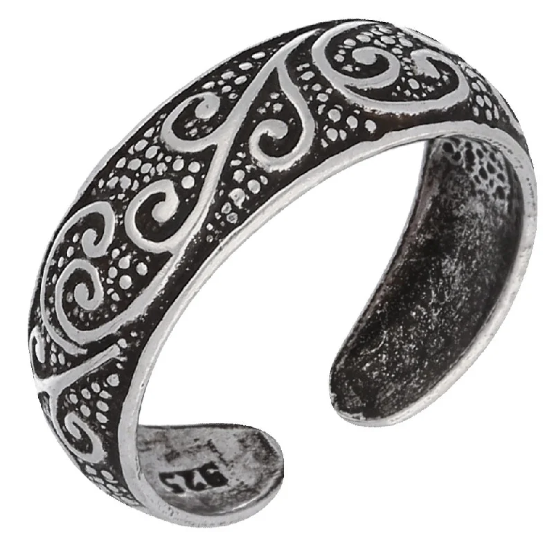 Rings perfect for teens with bright gems -Toe Ring with Flourishing Vines in Antiqued Sterling Silver