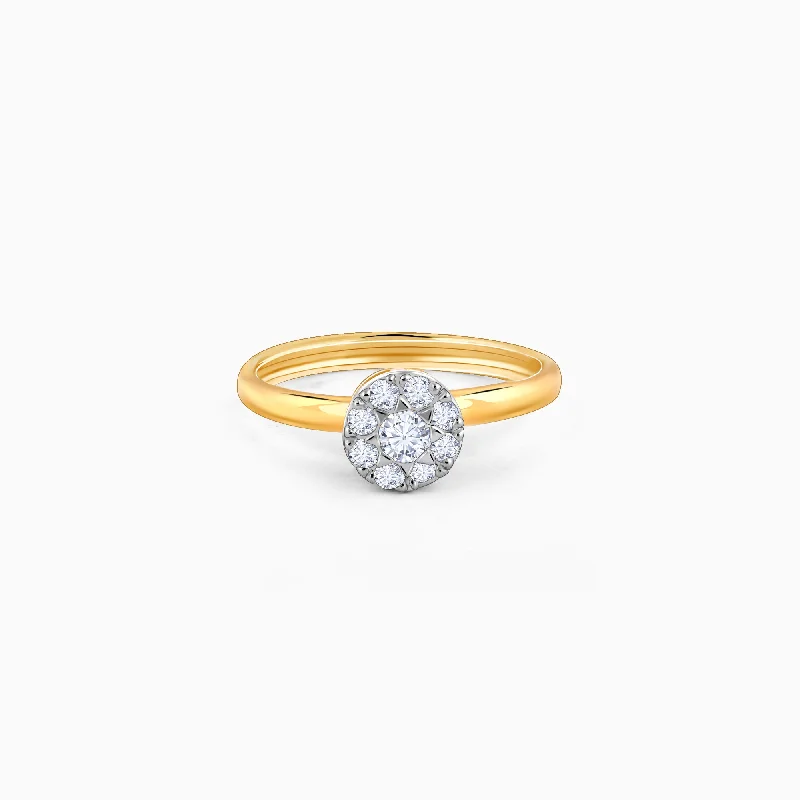 Rings with thin bands for light style -Gold Organic Radiance Diamond Ring