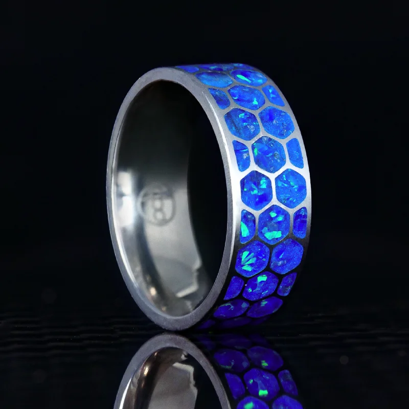 Rings perfect for kids with fun stones -Hexagon Winter's Howl Glowstone Ring