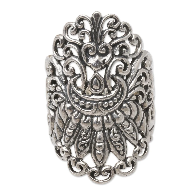 Rings perfect for stacking with fine bands -Novica Handmade Dayak Son Sterling Silver Cocktail Ring