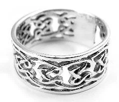 Set rings with secure stones for peace -Open Celtic Knotwork Sterling Silver Band Ring