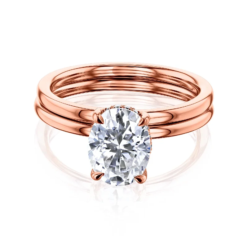 Two-tone rings with mixed metals for chic -Orah 9x7 Bridal Set