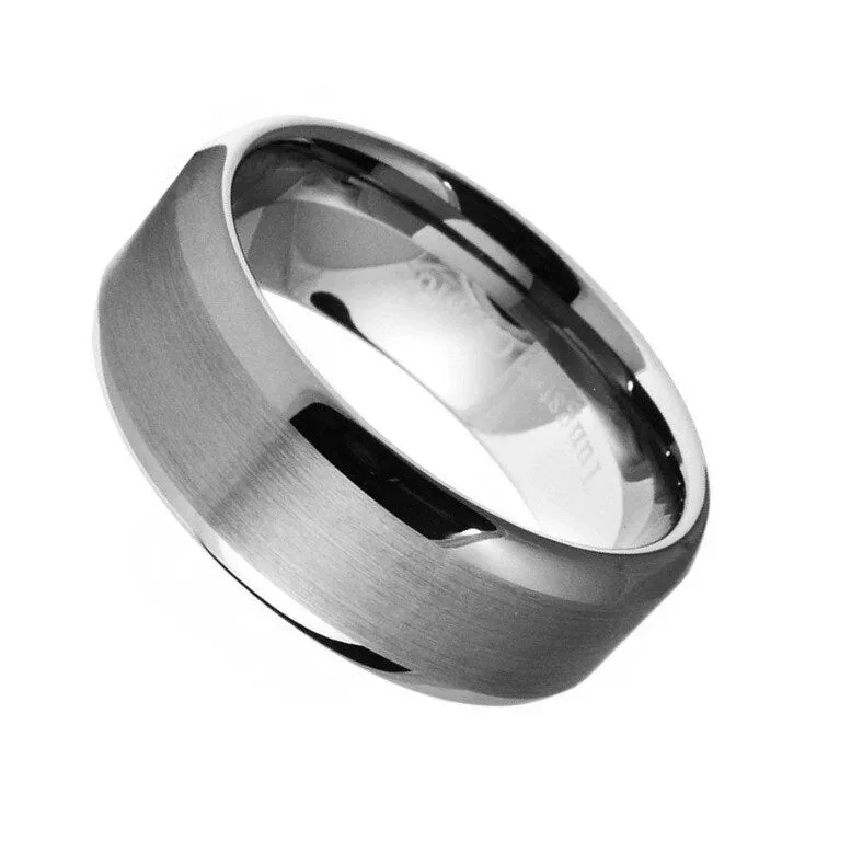 Woven rings with wire for boho flair -Paris Jewelry 8Mm Tungsten Silver Brushed Ring Wedding Band For Men And Women