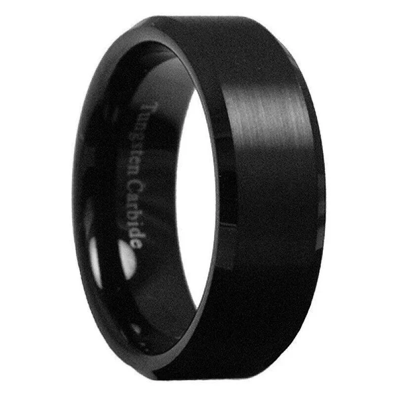 Rings perfect for kids with fun stones -Paris Jewelry Tungsten Black Brushed Ring Wedding Band 8Mm For Men And Women (Size 7 12)