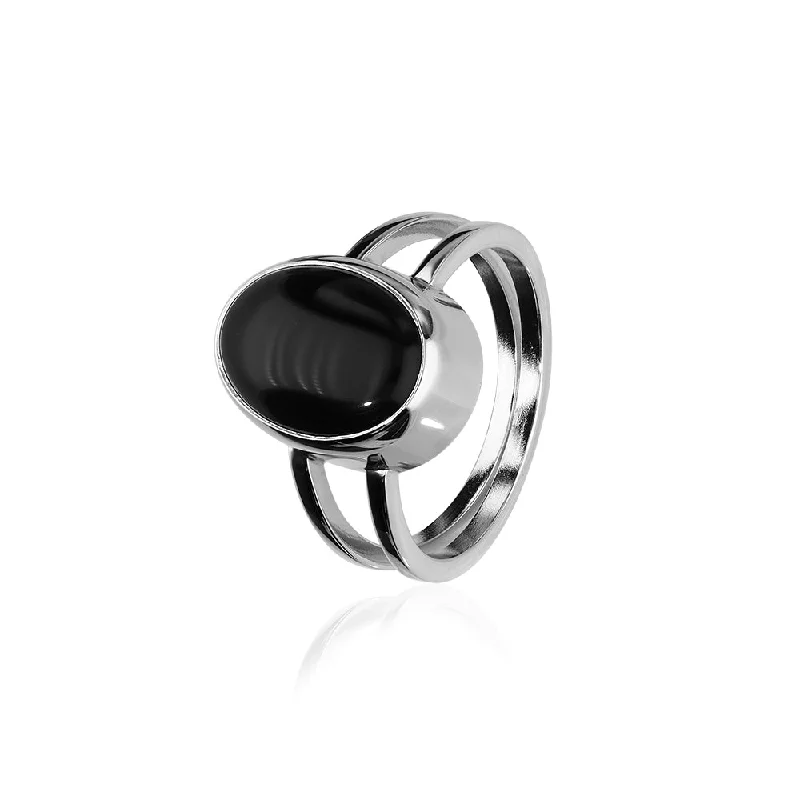 Vivid rings with multicolor stones for fun -Retro Silver Ring SR128 Onyx