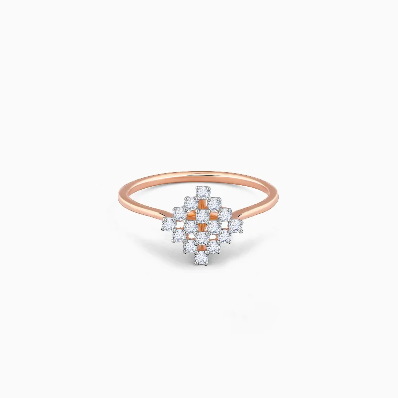 Rings featuring floral stones for sweet flair -Rose Gold Noble Diamond Ring