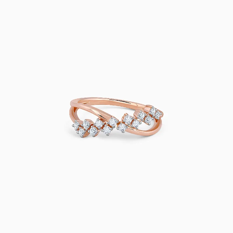 Rings featuring black diamonds for dark shine -Rose Gold Scintiller Diamond Ring