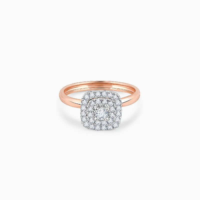 Drop rings with long stone elegance -Rose Gold Solitaire Memorabilia Diamond Ring