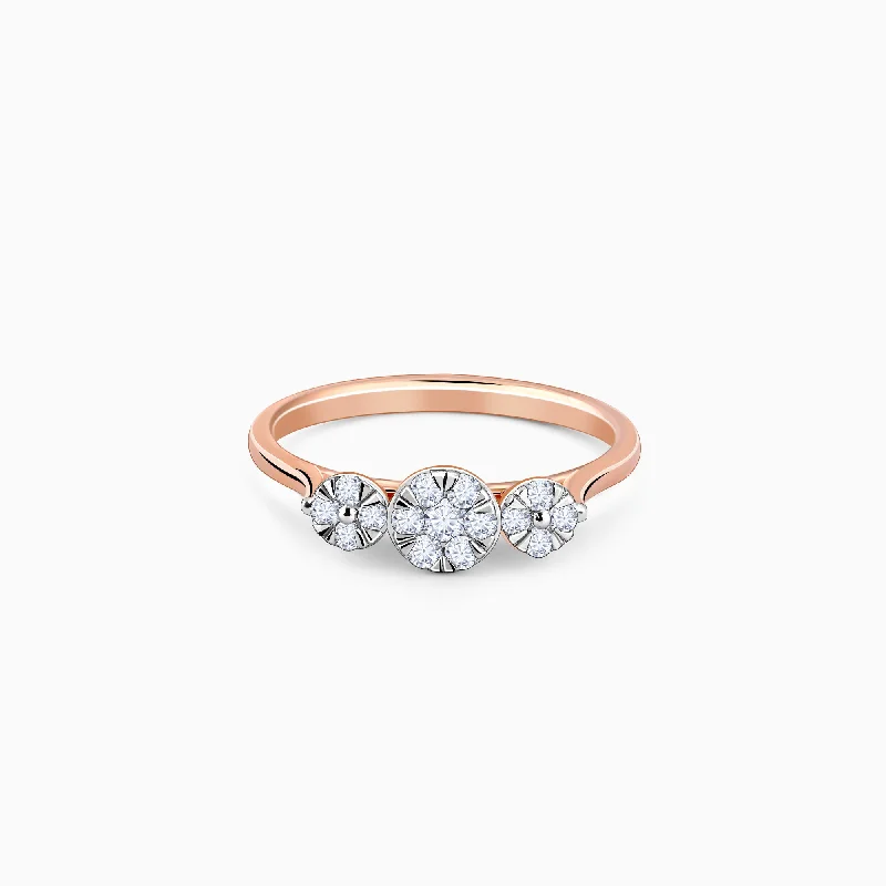 Rings featuring pearls for timeless finger grace -Rose Gold Troika Diamond Ring