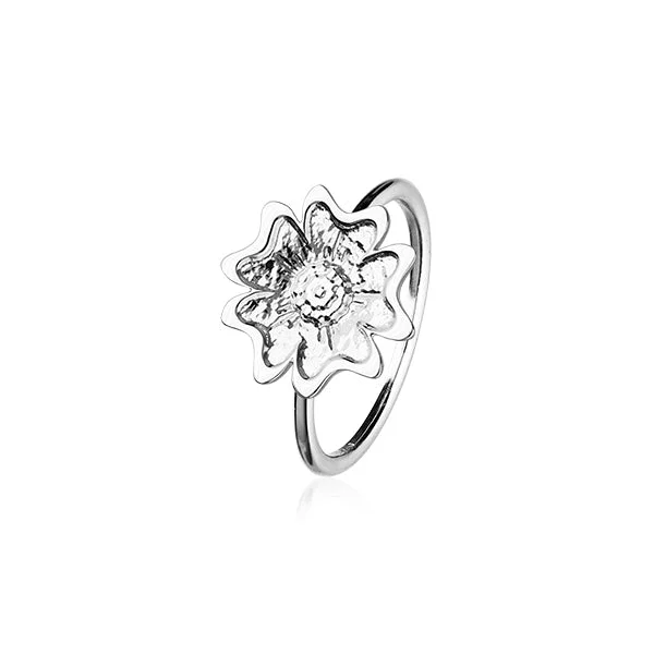 Rings with emerald stones for lush green beauty -Scottish Primrose Silver Ring R411