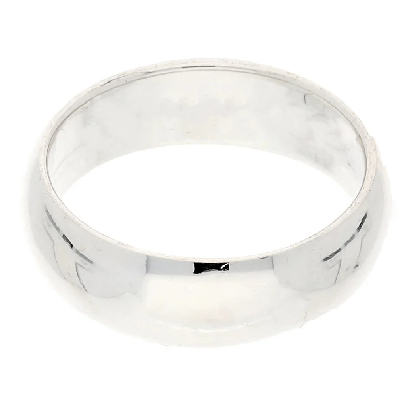 Matte rings with smooth finish for chic -Solid Sterling Silver 6mm Wedding Band Ring