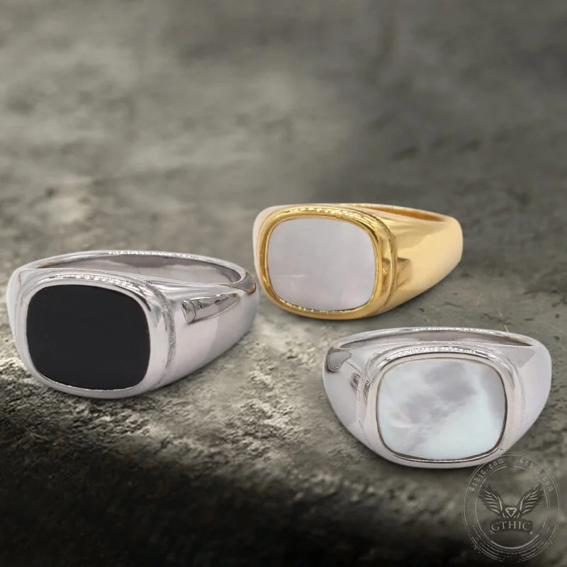 Rings featuring morganite for peachy pink shine -Square Shell Stainless Steel Minimalism Ring