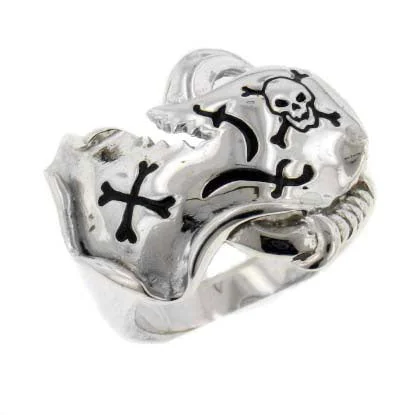 Chic rings perfect for enhancing daily outfit vibes -Sterling Silver Pirate Treasure Map Skull Ring