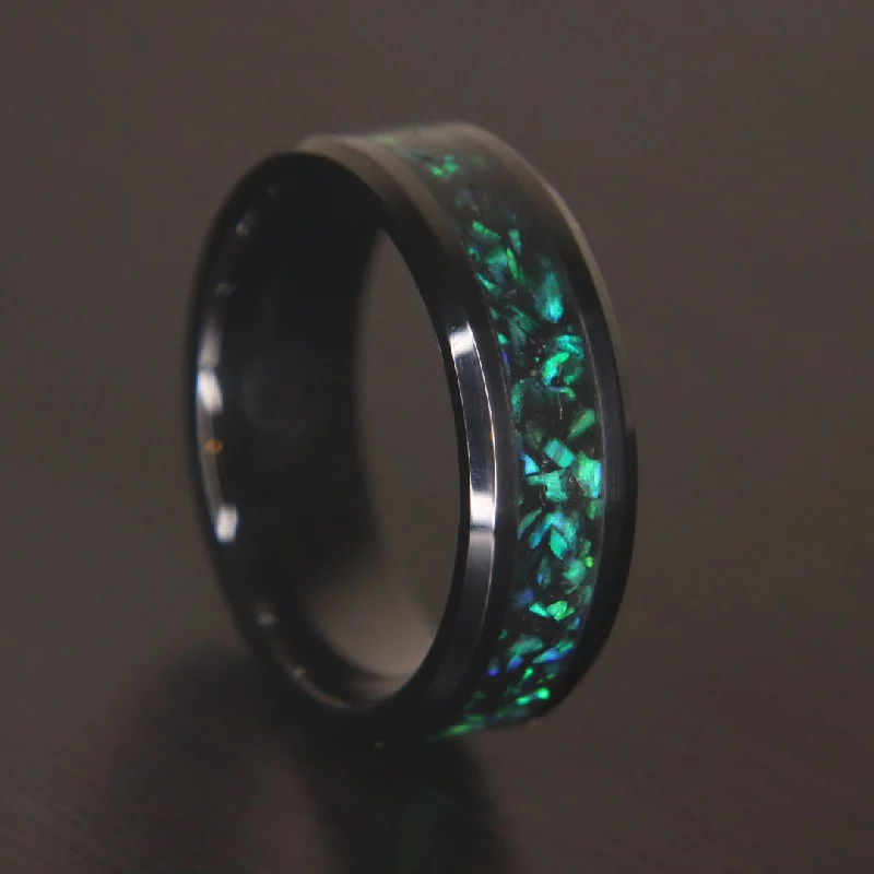 Rings featuring stretchy bands for comfy wear -The Kaiju Black Ceramic Glowstone Ring