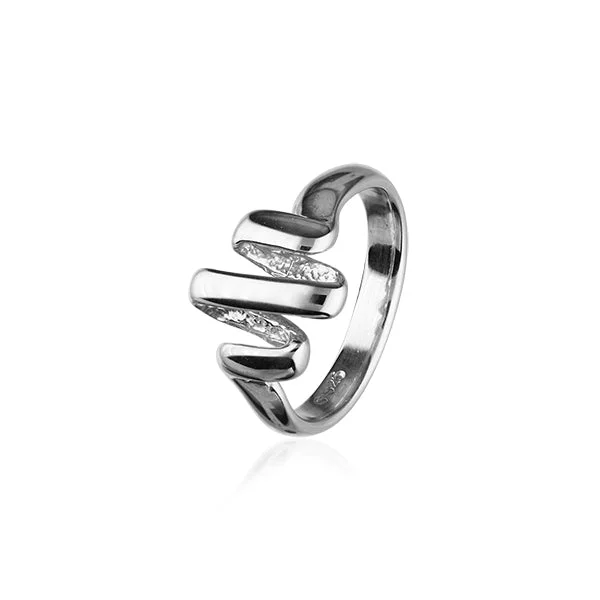 Rings inspired by comets with gem trails -Twist & Shout Silver Ring R396