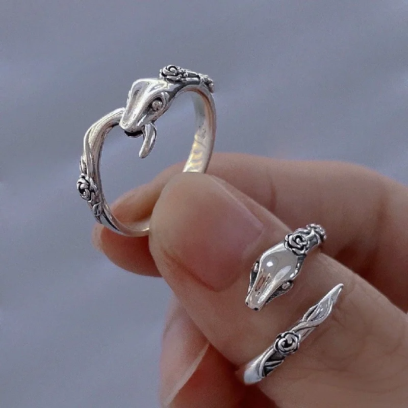 Rings perfect for gifting with bright shine -Wholesale Alloy Adjustable Snake Bone Ring