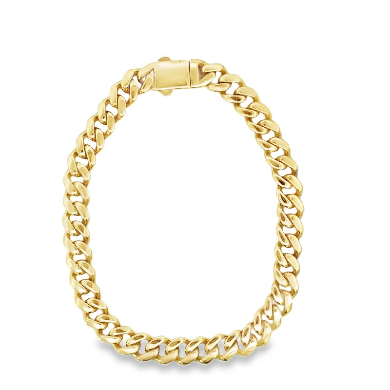 Embellished Bracelets for Fancy-10K Yellow Gold 8" Curb Bracelet