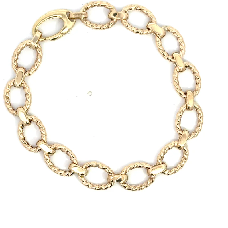 Layered Bangles for Dramatic-10K Yellow Gold Oval Rope Style Link Bracelet