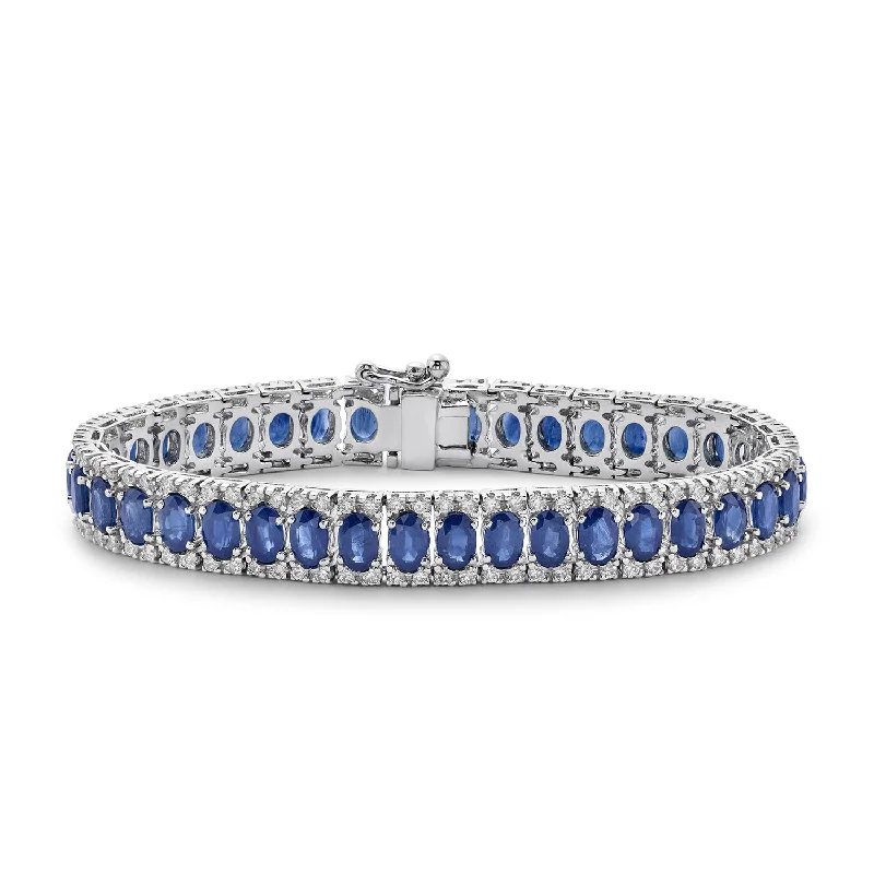 Link Bracelets for Versatile Wear-14K SAPPHIRE DIAMOND BRACELET