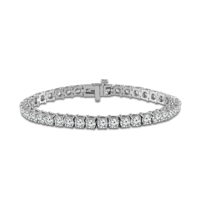 Floral Bangles for Feminine-14K White Gold 10ctw Lab Grown Diamond Tennis Bracelet