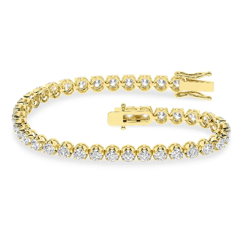 Wide Bracelets for Bold Look-14K Yellow Gold 5ctw Lab Grown Diamond Tennis Bracelet