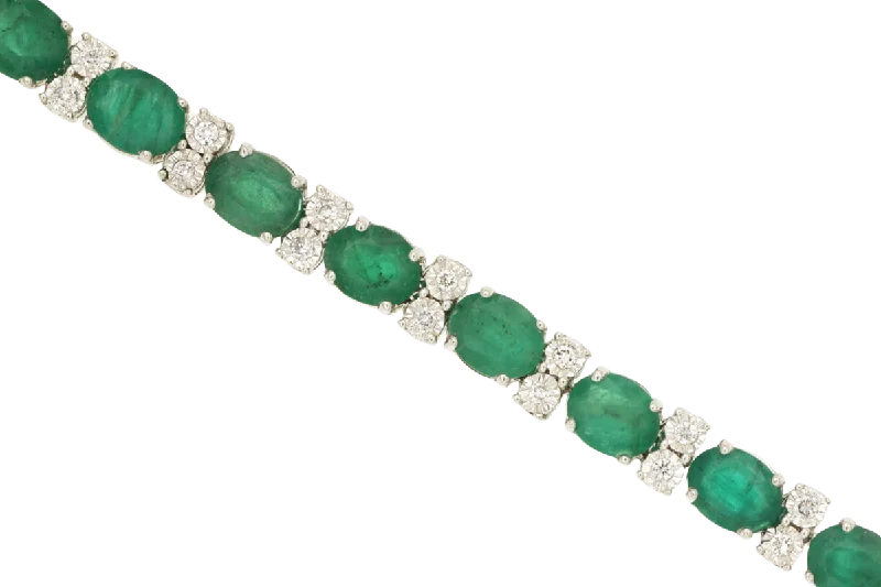 Bohemian Bangles for Free-Spirited-14K White Gold Emerald and Diamond Bracelet