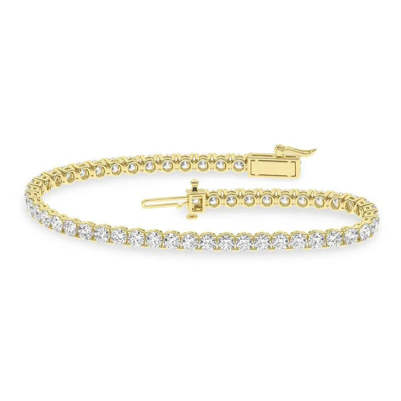 Cluster Bracelets for Dazzling-14K Yellow Gold Lab Grown Diamond Tennis Bracelet