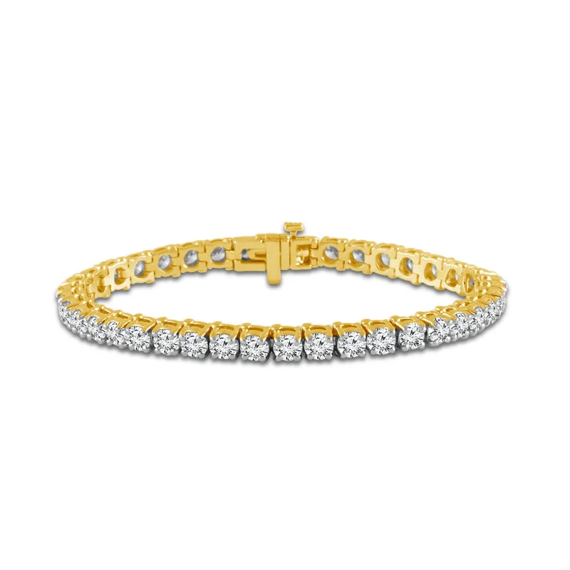 Geometric Bracelets for Structured-14K Yellow Gold 10ctw Lab Grown Diamond Tennis Bracelet (7")