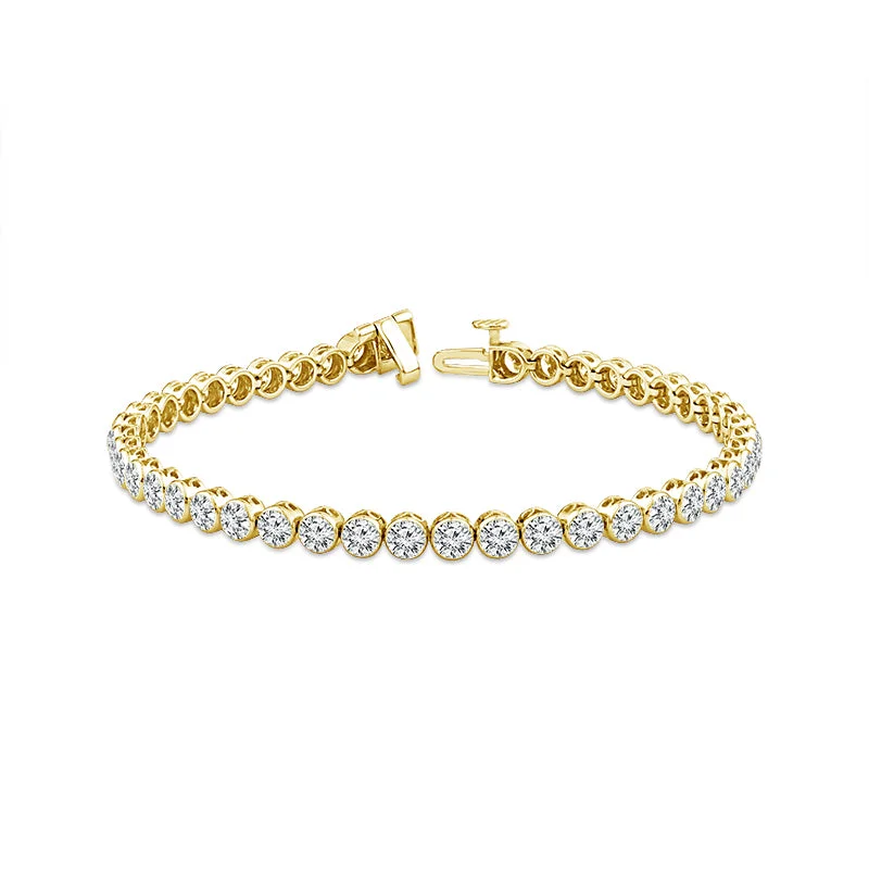 Embossed Bangles for Textured-14K Yellow Gold 7.50ctw SkySet Diamond Tennis Bracelet