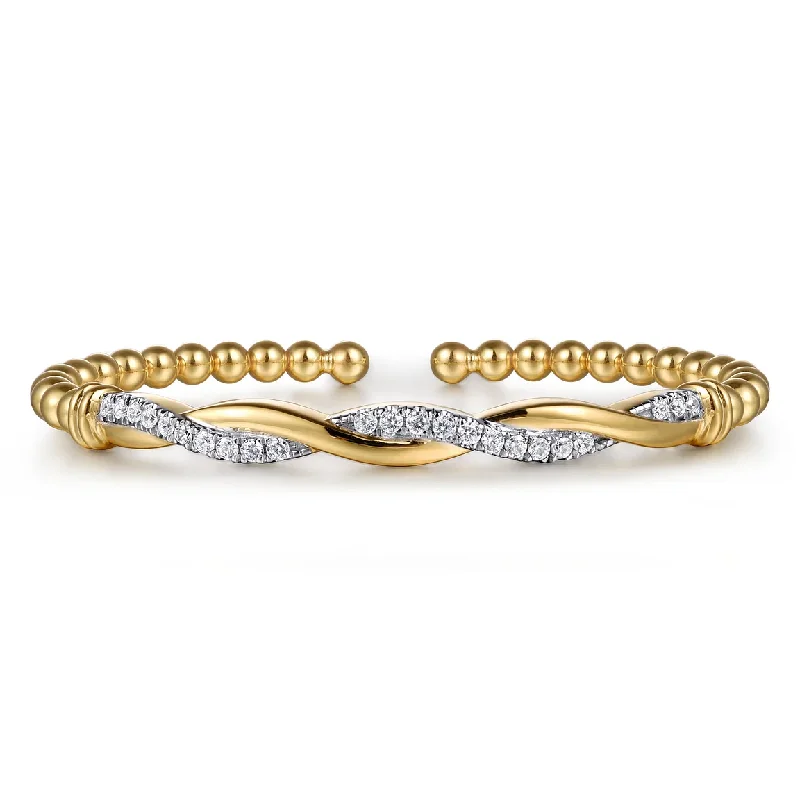 Prom Bracelets for Stylish-14K Yellow Gold Bujukan Diamond Twist Split Bangle Bracelet