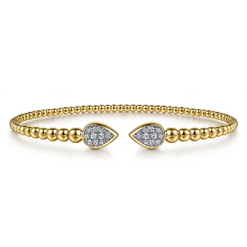 Woven Bracelets for Intricate-14K Yellow Gold Bujukan Pave Diamond Split Bangle Bracelet