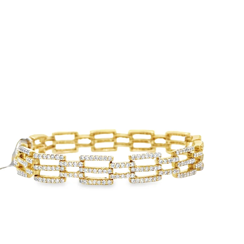 Modern Bracelets for Contemporary-14K Yellow Gold 3.27ctw Diamond Link Bracelet