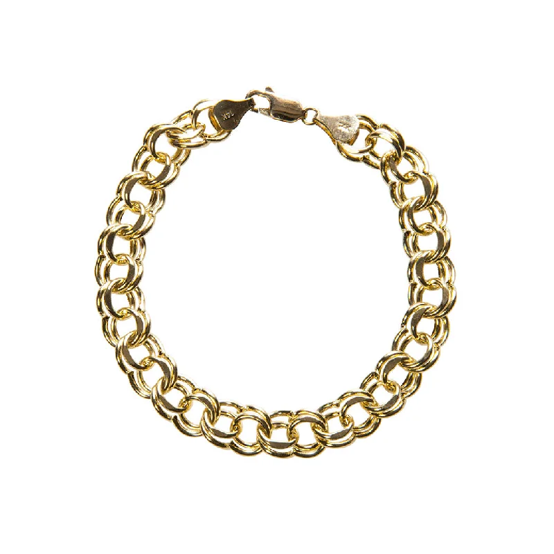 Braided Bangles for Intricate-14K Yellow Gold Double Link Charm Bracelet