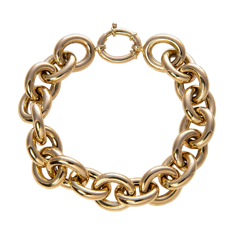 Plastic Bracelets for Budget-14K Yellow Gold Italian Medium Oval Link Bracelet