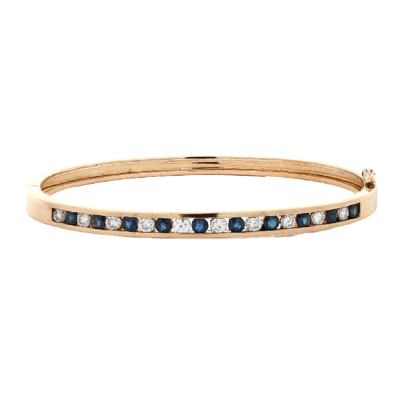 Studded Bracelets for Edgy Style-18K SAPPHIRE DIAMOND BANGLE BRACELET