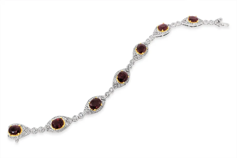 Prom Bracelets for Stylish-18KT TWO TONED RUBY AND DIAMOND BRACELET.