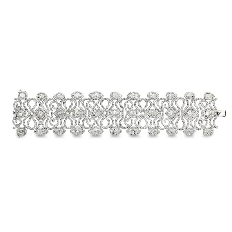 Vintage Bracelets for Nostalgic-18KT WHITE GOLD DIAMOND BRACELET