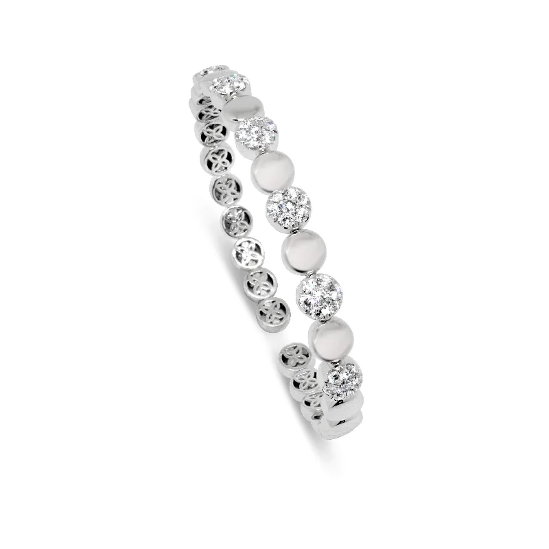 Minimalist Bracelets for Simple-18KT WHITE GOLD DIAMOND CUFF BRACELET.