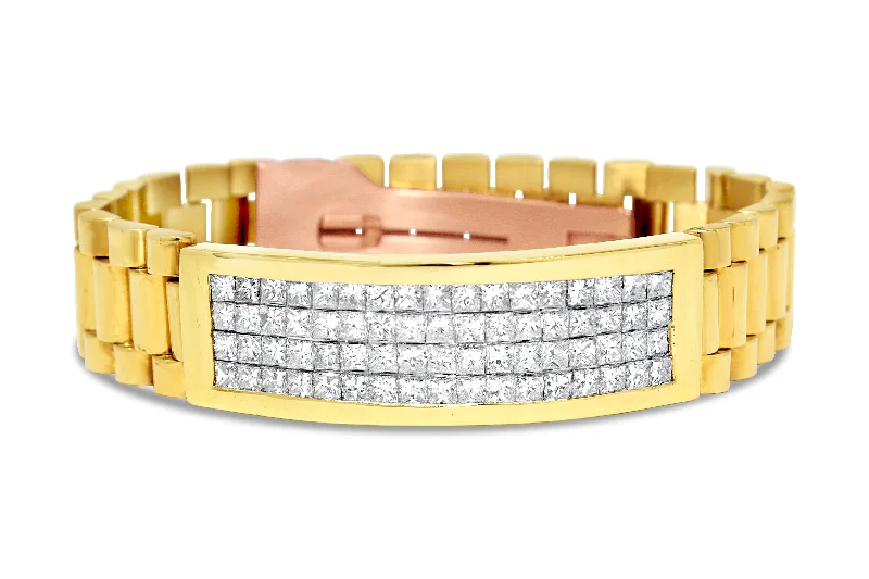 Waterproof Bangles for Practical-18KT YELLOW GOLD ROLEX PRESIDENTIAL DIAMOND BRACELET.