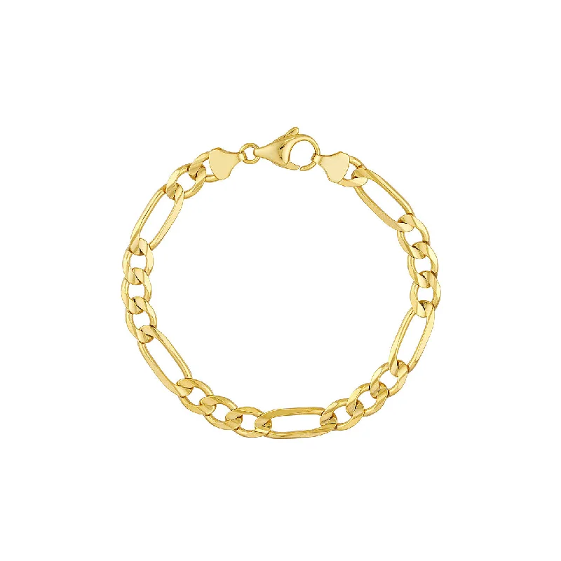 Wedding Bracelets for Bridal-7.2mm Light Concave Figaro Chain Bracelet